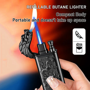 3D Windproof Wolf Double Flame Lighter